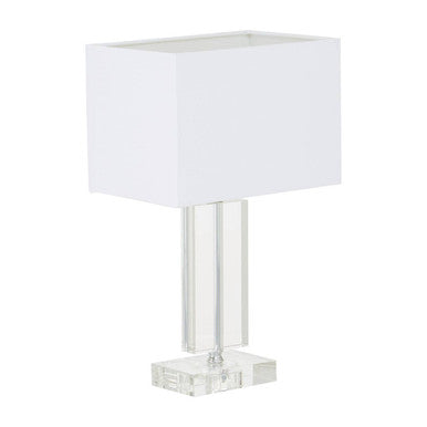 Orsina Helma Rectangular Crystal Table Lamp – Chrome & White Shade
