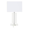 Orsina Helma Rectangular Crystal Table Lamp – Chrome & White Shade