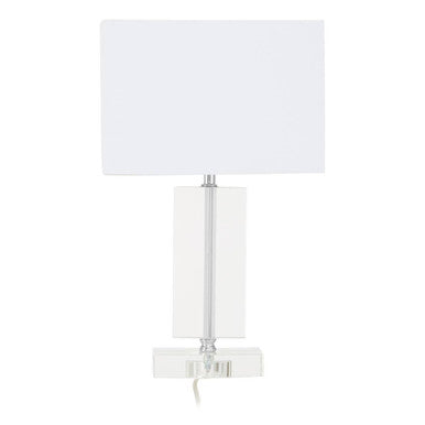 Orsina Helma Rectangular Crystal Table Lamp – Chrome & White Shade