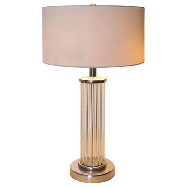 Orsina Westin Table Lamp – Fluted Glass & Chrome with Cream Shade