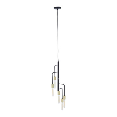 Orsina Lagona 5-Bulb Pendant Light – Modern Gold and Black Chandelier