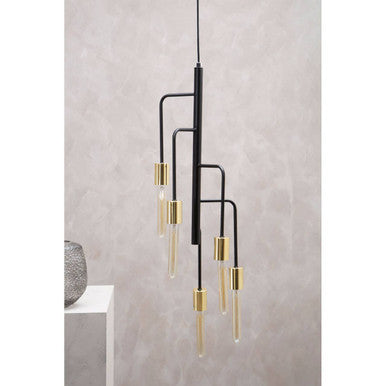 Orsina Lagona 5-Bulb Pendant Light – Modern Gold and Black Chandelier