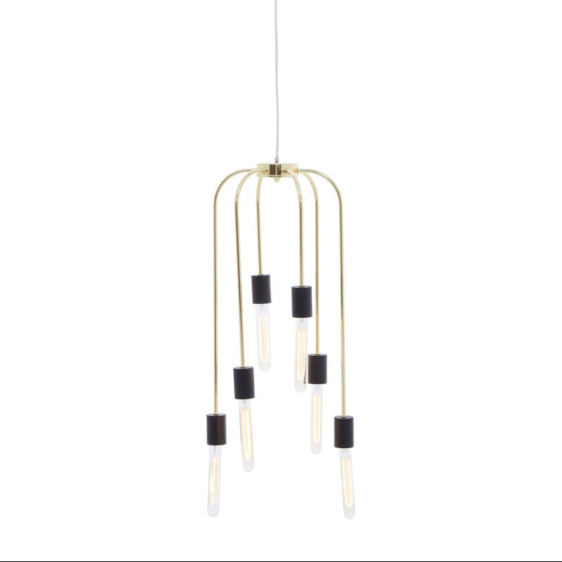 Orsina Lagona 6-Bulb Gold and Black Geometric Pendant Light