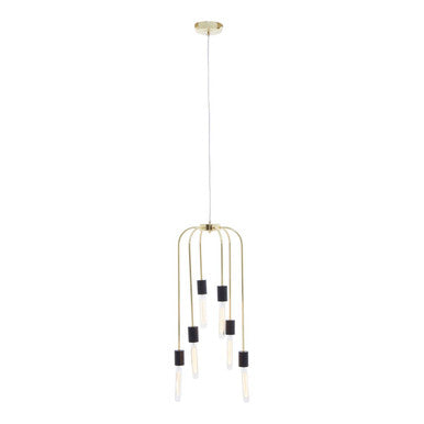 Orsina Lagona 6-Bulb Gold and Black Geometric Pendant Light