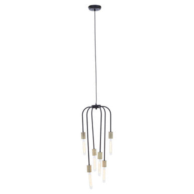 Orsina Lagona 6-Bulb Black Pendant Light with Antique Brass Accents