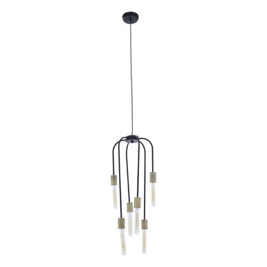 Orsina Lagona 6-Bulb Black Pendant Light with Antique Brass Accents