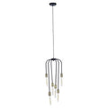 Orsina Lagona 6-Bulb Black Pendant Light with Antique Brass Accents