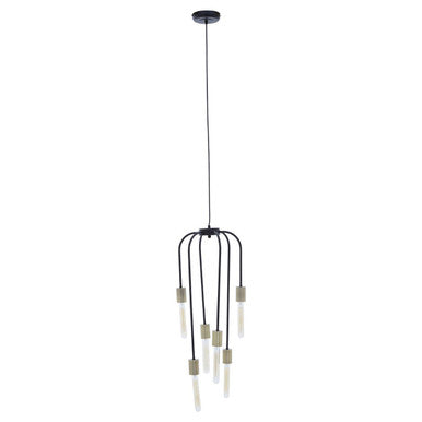 Orsina Lagona 6-Bulb Black Pendant Light with Antique Brass Accents