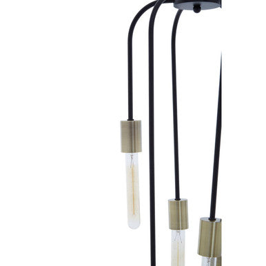 Orsina Lagona 6-Bulb Black Pendant Light with Antique Brass Accents