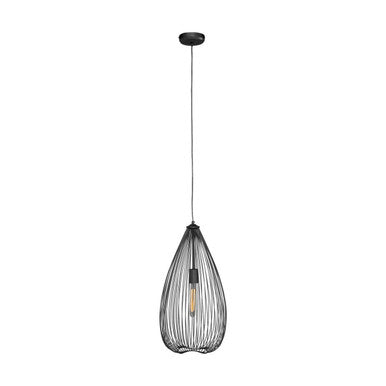Orsina Lavis Teardrop Pendant Light – Modern Black Wirework Lamp