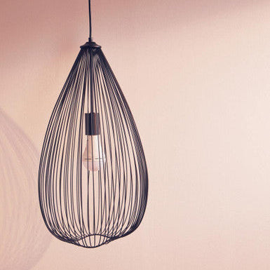 Orsina Lavis Teardrop Pendant Light – Modern Black Wirework Lamp