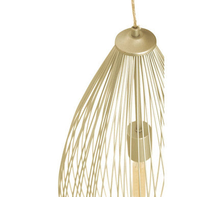 Orsina Lavis Gold Iron Pendant Light – Modern Cage Statement Lamp