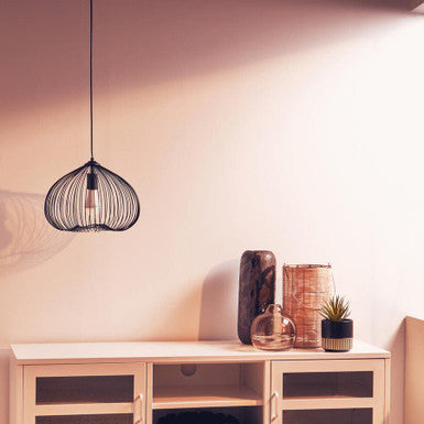 Orsina Lavis Black Pendant Light – Geometric Wire Architectural Design