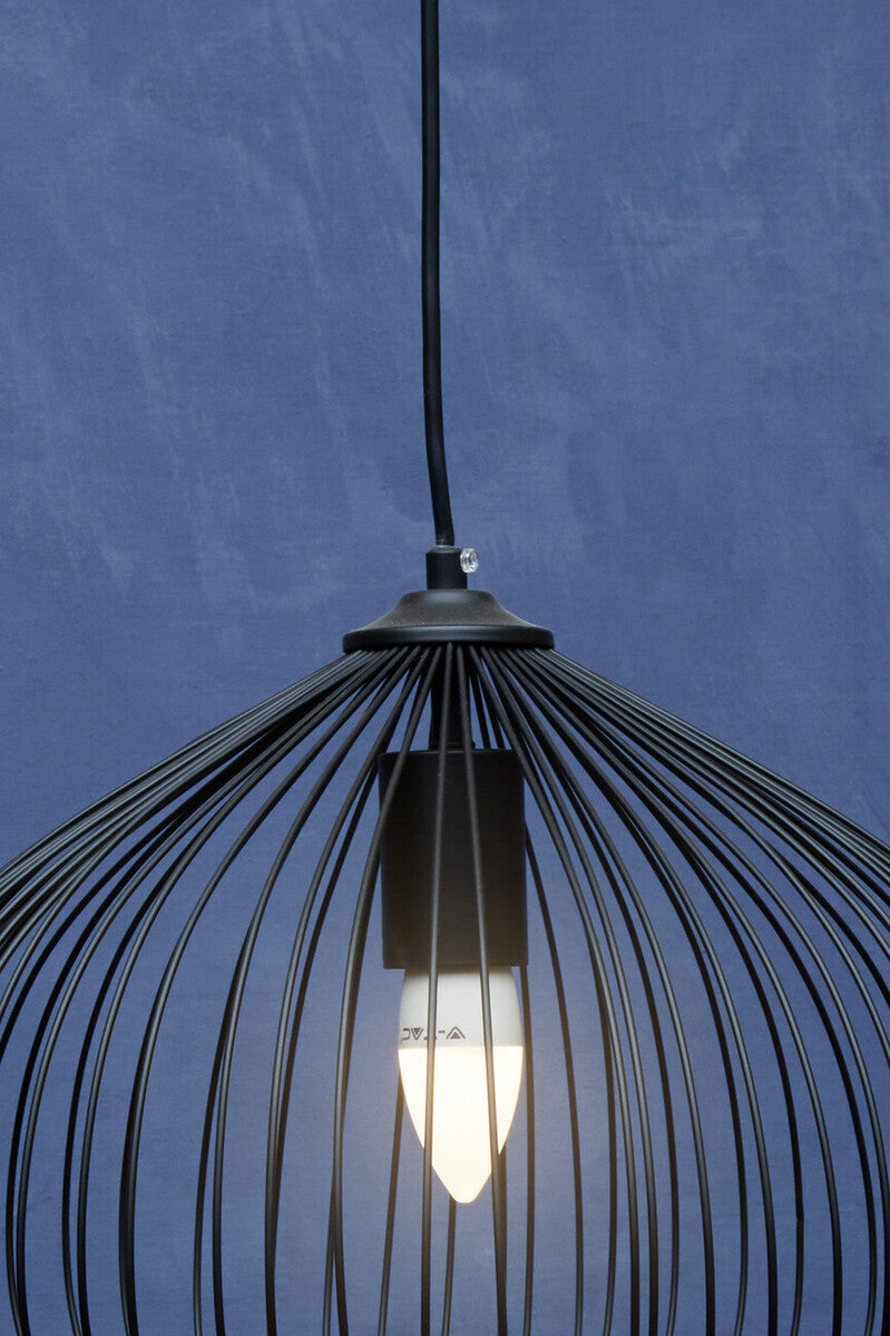 Orsina Lavis Black Pendant Light – Geometric Wire Architectural Design