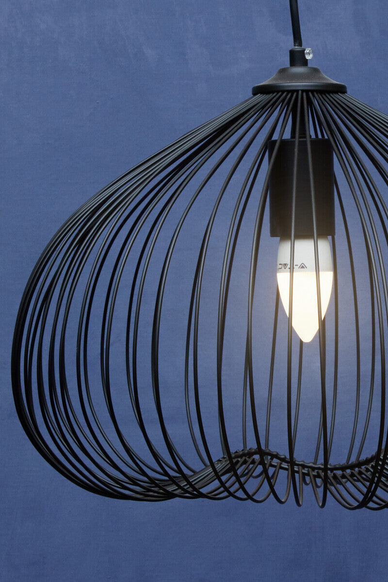 Orsina Lavis Black Pendant Light – Geometric Wire Architectural Design