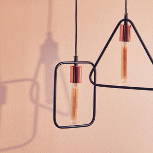 Orsina Lavis Pendant Light – Black and Copper Geometric Wireframe