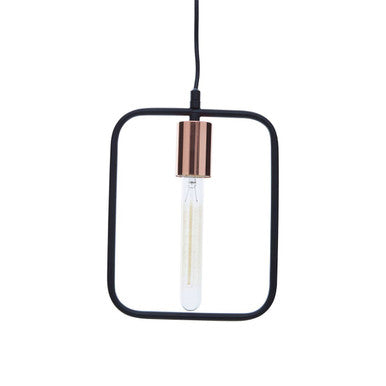 Orsina Lavis Pendant Light – Black and Copper Geometric Wireframe