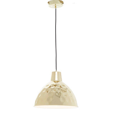 Orsina Leni Gold Hammered Metal Dome Pendant Light – 35cm Diameter