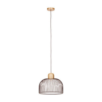 Orsina Lenno Black and Antique Brass Cage Pendant Light – Industrial