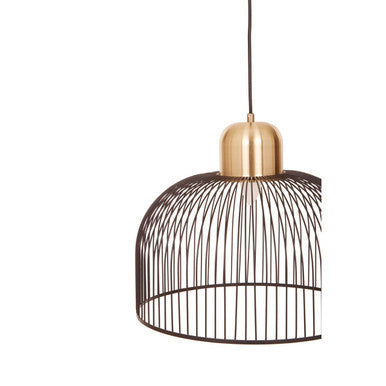 Orsina Lenno Black and Antique Brass Cage Pendant Light – Industrial