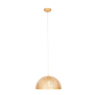Orsina Lenno Large Gold Pendant Light – Patterned Dome Ceiling Lamp
