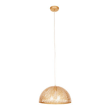 Orsina Lenno Large Gold Pendant Light – Patterned Dome Ceiling Lamp
