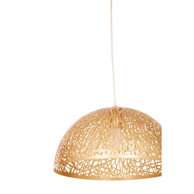 Orsina Lenno Large Gold Pendant Light – Patterned Dome Ceiling Lamp