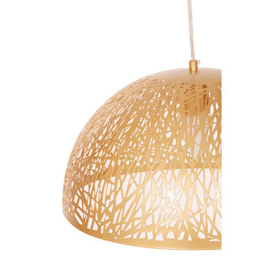 Orsina Lenno Large Gold Pendant Light – Patterned Dome Ceiling Lamp