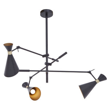 Orsina Linox 3-Shade Black and Gold Pendant Light – Modern Chandelier