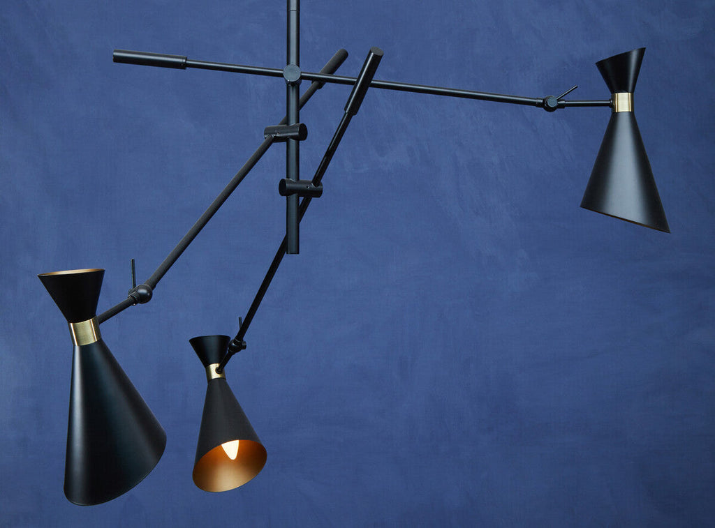 Orsina Linox 3-Shade Black and Gold Pendant Light – Modern Chandelier