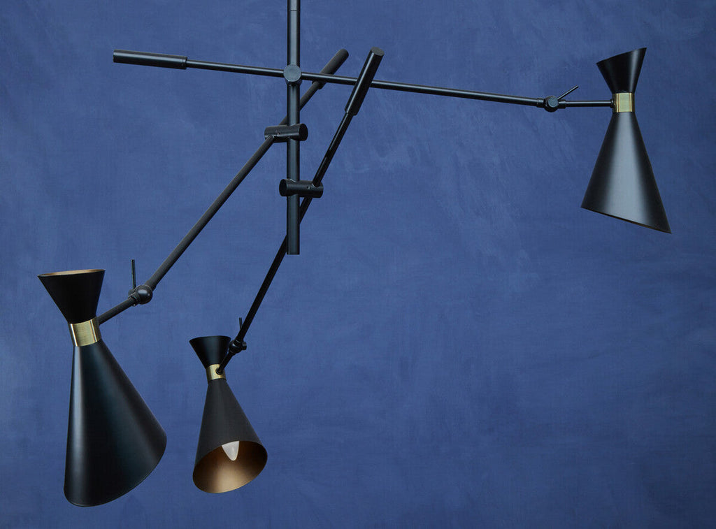 Orsina Linox 3-Shade Black and Gold Pendant Light – Modern Chandelier