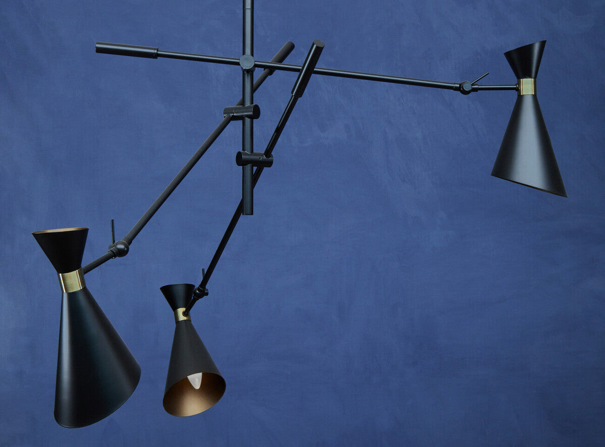 Orsina Linox 3-Shade Black and Gold Pendant Light – Modern Chandelier