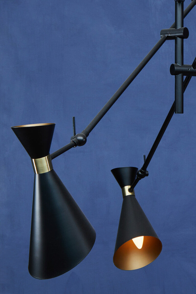 Orsina Linox 3-Shade Black and Gold Pendant Light – Modern Chandelier