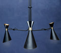 Orsina Linox 3-Light Black and Gold Bent Arm Pendant Light