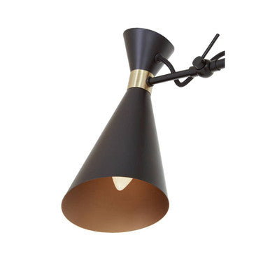 Orsina Linox 3-Light Black and Gold Bent Arm Pendant Light