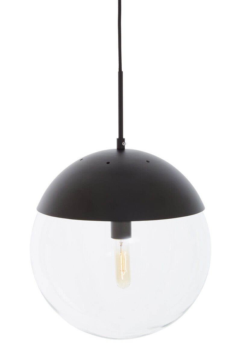 Orsina Revive Black Pendant Light – Modern Clear Glass Globe Sphere