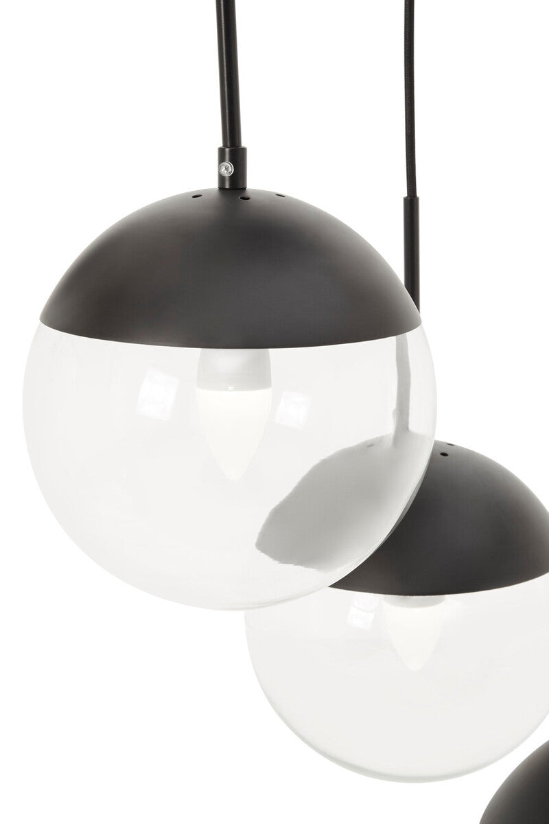 Orsina Revive Dia 3 Pendant Light – Black 3-Globe Glass Chandelier