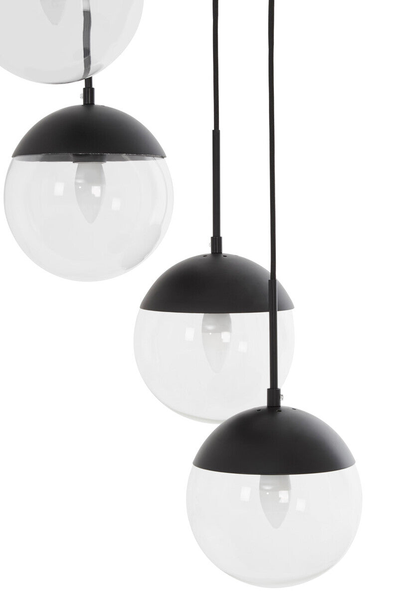 Orsina Revive Dia 3 Pendant Light – Black 3-Globe Glass Chandelier