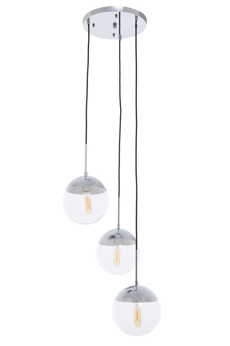 Orsina Revive 3-Light Chrome Pendant | Modern Glass Globe Lighting