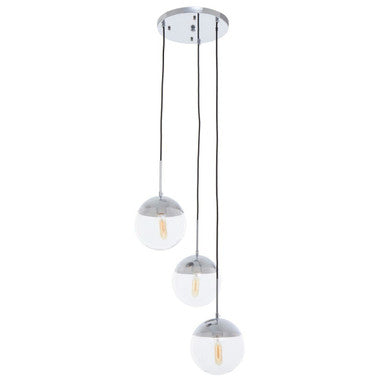 Orsina Revive 3-Light Chrome Pendant | Modern Glass Globe Lighting