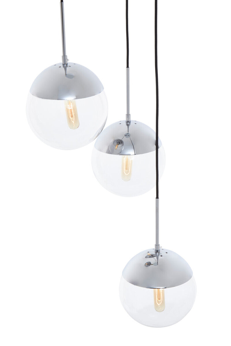 Orsina Revive 3-Light Chrome Pendant | Modern Glass Globe Lighting