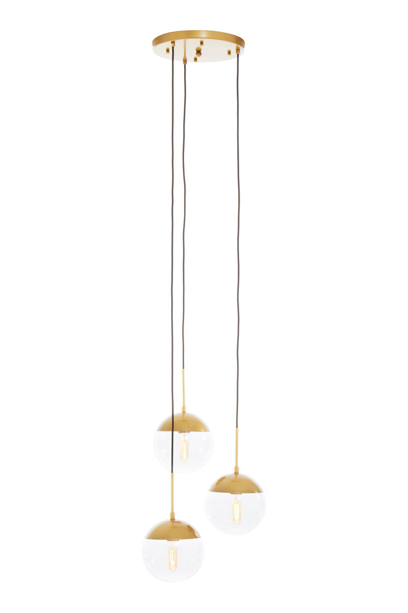 Orsina Revive 3-Bulb Pendant Light – Gold Finish & Clear Glass