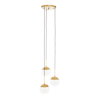 Orsina Revive 3-Bulb Pendant Light – Gold Finish & Clear Glass