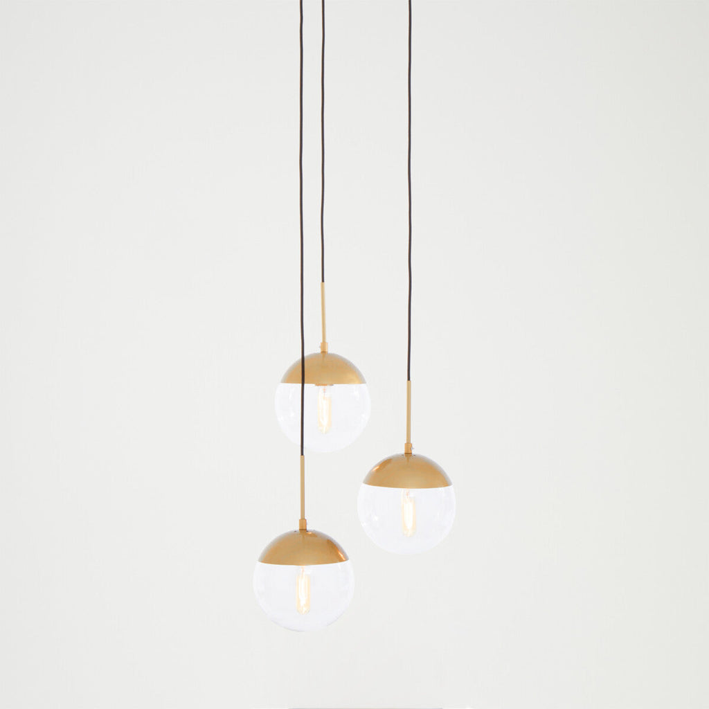 Orsina Revive 3-Bulb Pendant Light – Gold Finish & Clear Glass