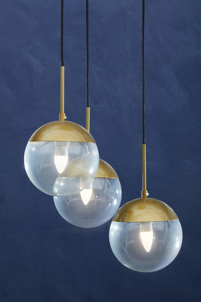 Orsina Revive 3-Bulb Pendant Light – Gold Finish & Clear Glass