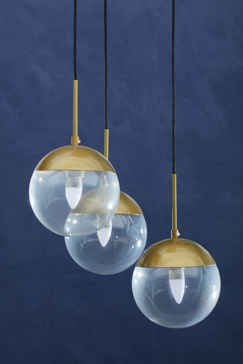Orsina Revive 3-Bulb Pendant Light – Gold Finish & Clear Glass