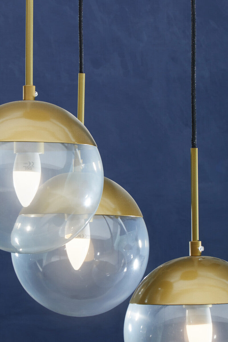 Orsina Revive 3-Bulb Pendant Light – Gold Finish & Clear Glass