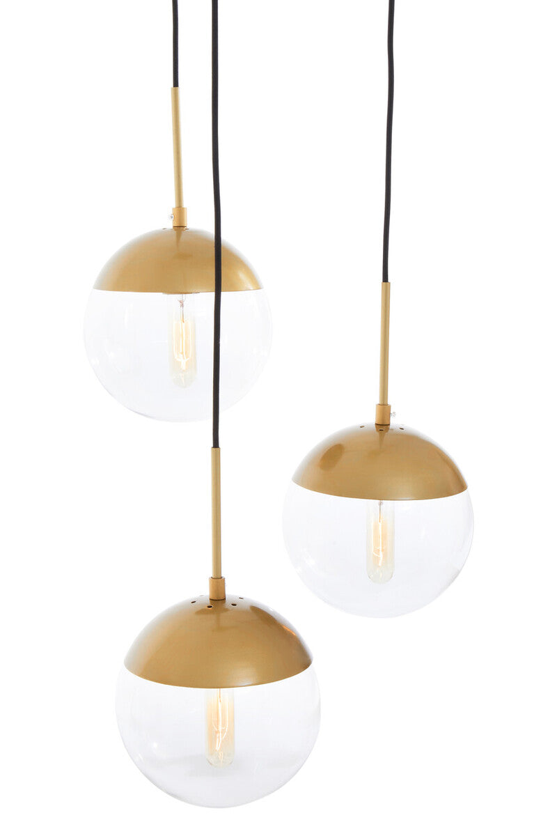 Orsina Revive 3-Bulb Pendant Light – Gold Finish & Clear Glass