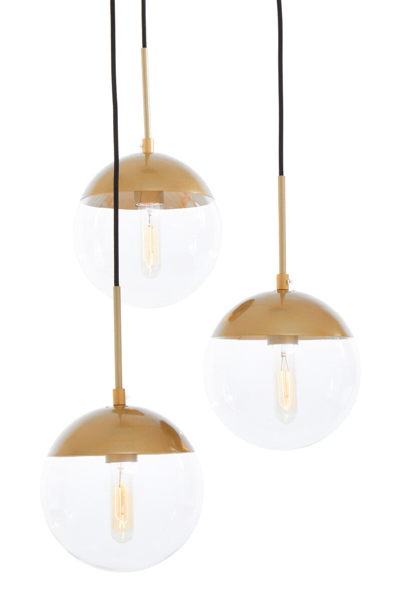 Orsina Revive 3-Bulb Pendant Light – Gold Finish & Clear Glass