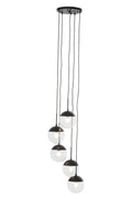 Orsina Revive 5-Light Glass Globe Pendant – Modern Black Chandelier